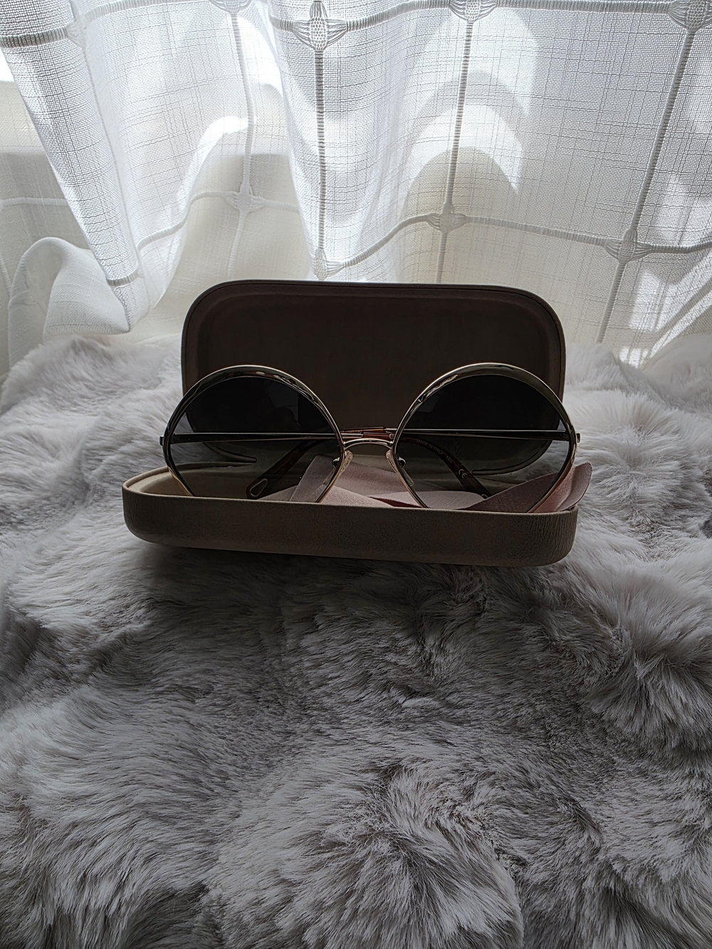 Chloe Gold-Tone Round Sunglasses with Black Lenses